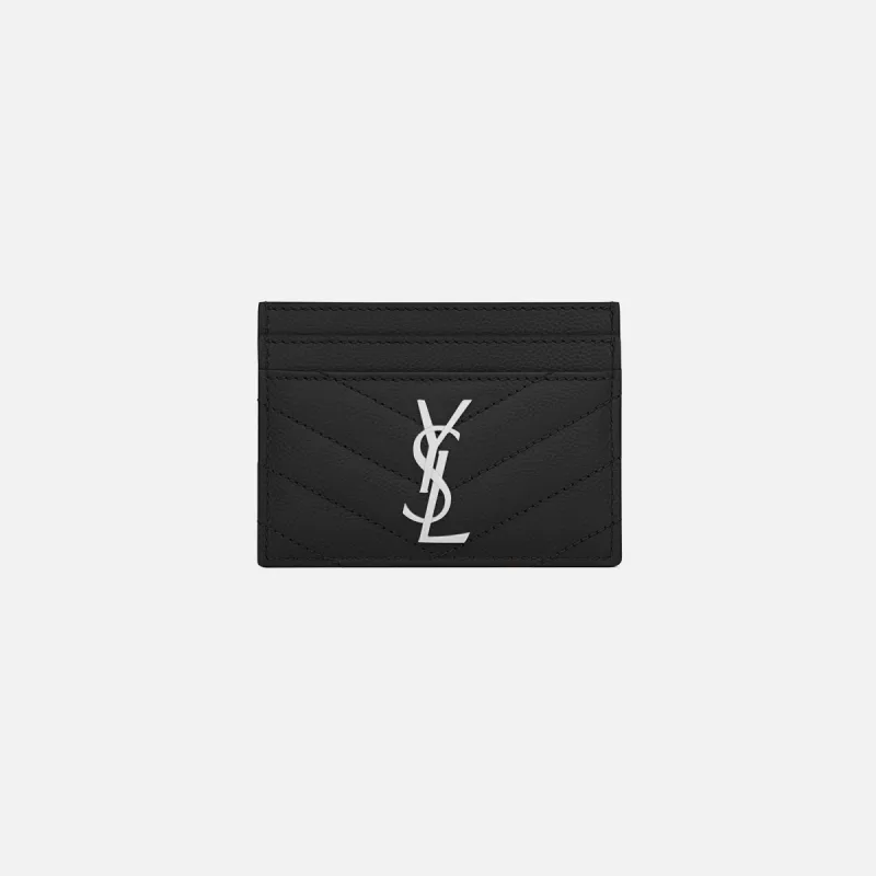 【Saint Laurent】YSL PCC(172Y)SL◆3707790SX0W Saint Laurent YSL (172Y) Mono Card Holder with Silver