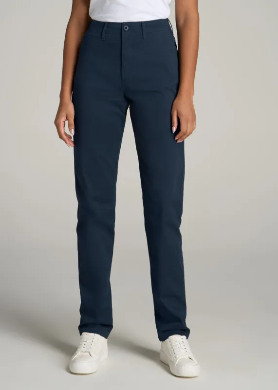 High Rise Tapered Chino Pants for Tall Women in Marine Navy sold by American Tall