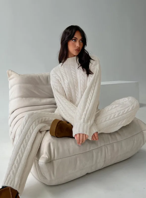 Sharif Cable Knit Pants Beige sold by Princess Polly