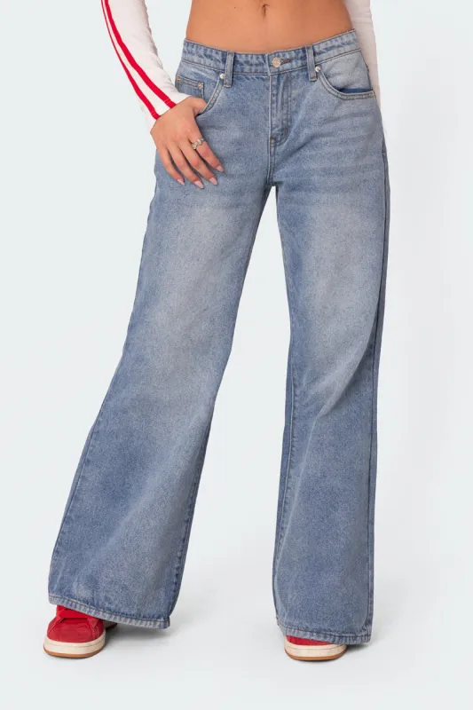 Low Rise Wide Leg Jeans sold by Edikted