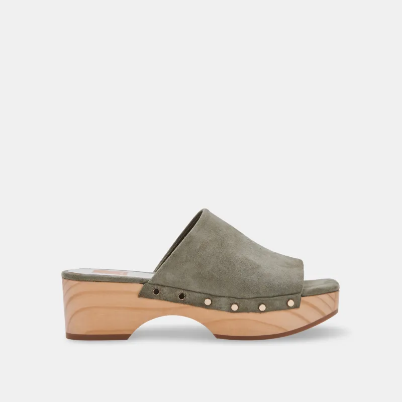 DORADO MULES IN SAGE SUEDE - re:vita sold by Dolce Vita