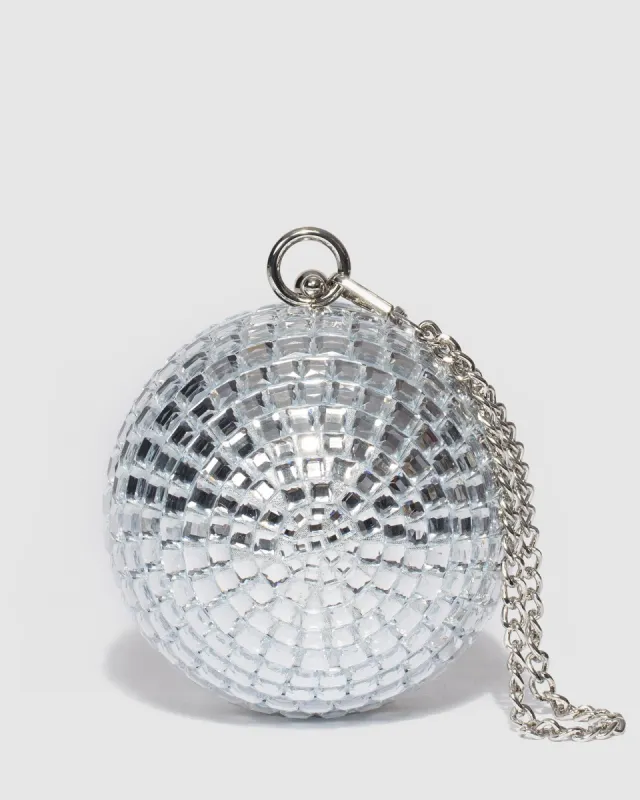 Silver Miley Round Clutch Bag sold by Collete Hayman