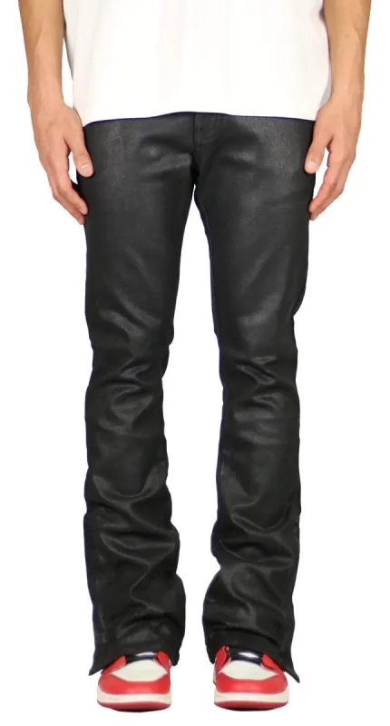 Waxed Flare Zipper Jeans sold by Hyper Denim