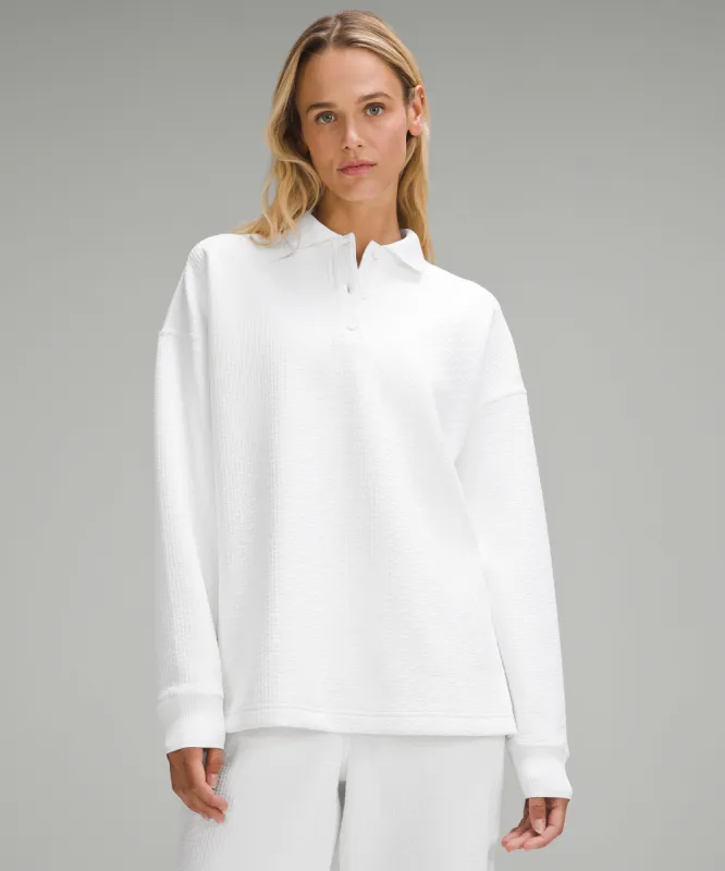 トップス COMFY Long Polo Shirt Textured Long-Sleeve Polo Shirt | Parallel