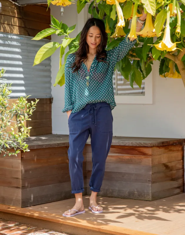 Zoe Twill Pant: Navy sold by Carve Designs