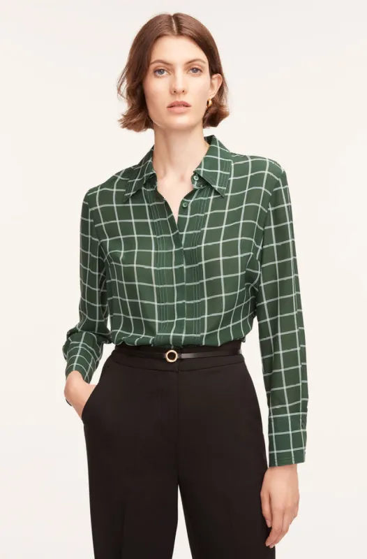 Windowpane Silk Pleated Blouse sold by Rebecca Taylor