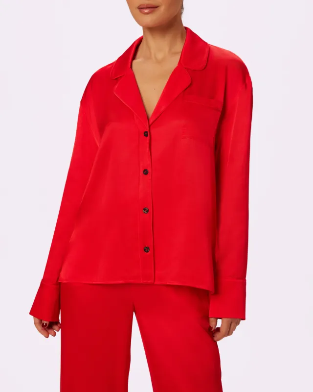 Luxe Dreams Long Sleeve Button Up | Plush Satin | Archive  (Balloon) sold by Parade