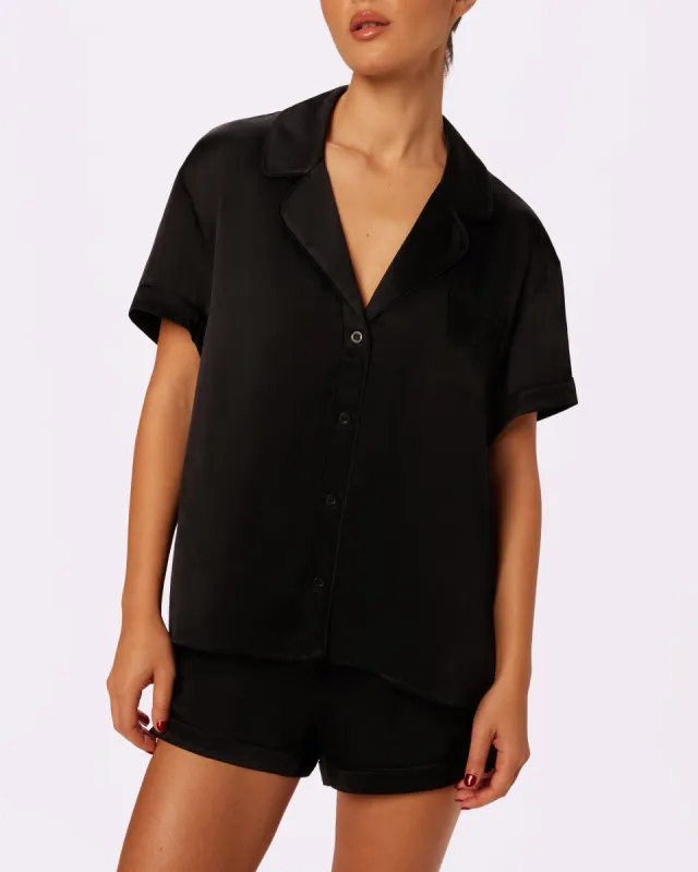 Luxe Dreams Short Sleeve Button Up | Plush Satin | Archive (Eightball) sold by Parade