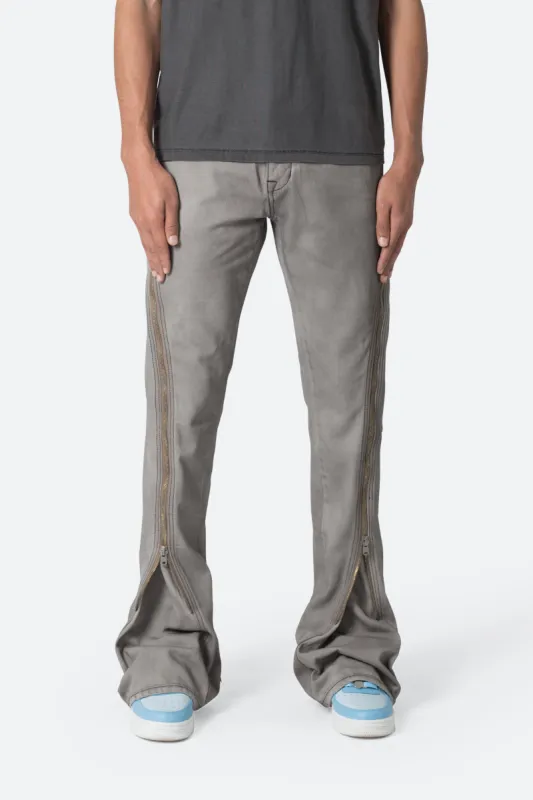 D519 Zipper Flare Denim - Grey sold by MNML