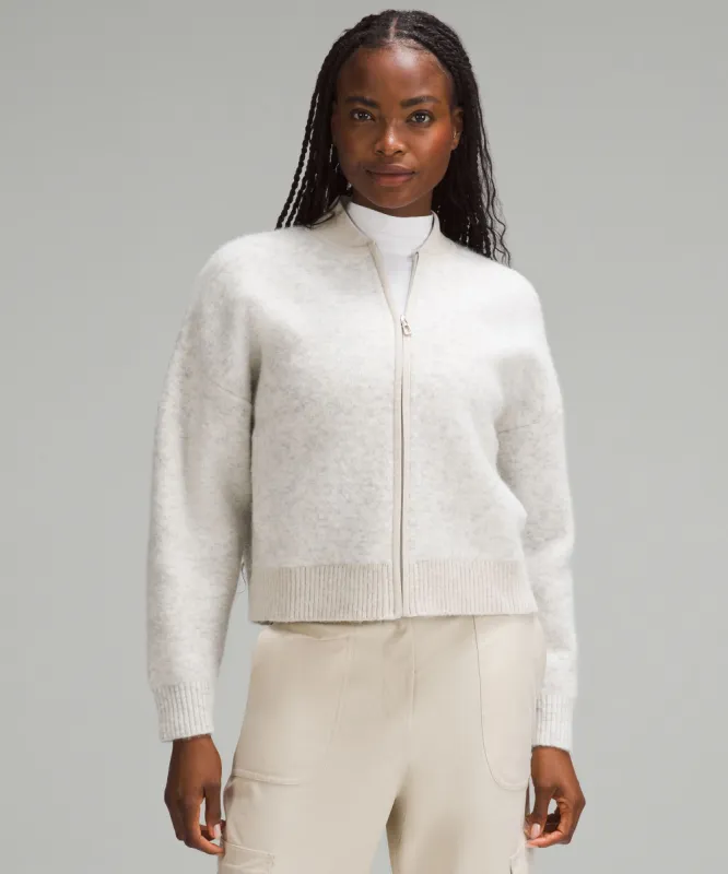 Alpaca Wool-Blend Knit Bomber Jacket | Parallel