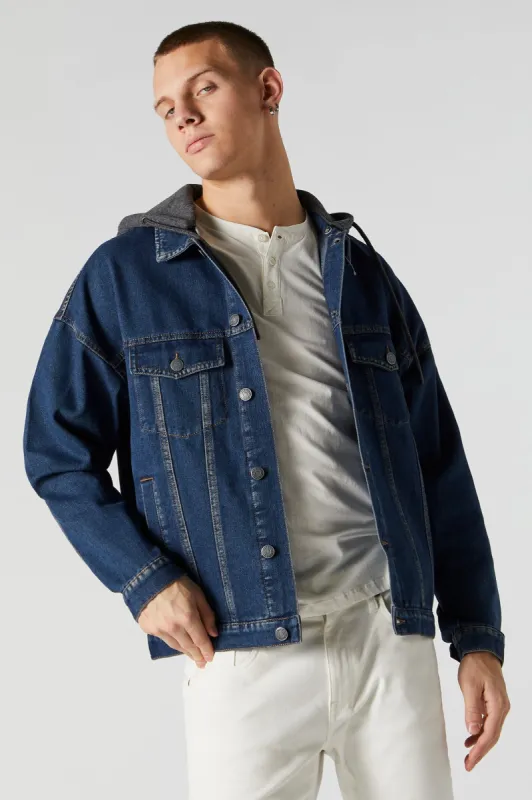 Blue Hooded Denim Jacket sold by Charlotte Russe