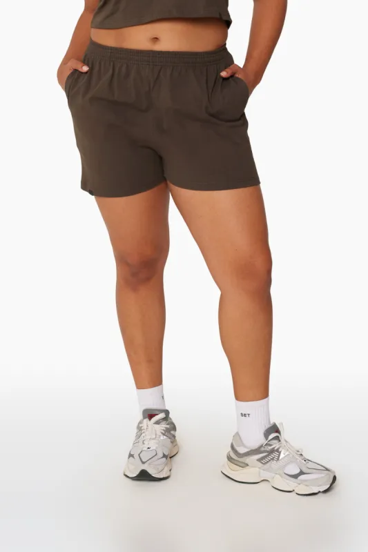 HEAVY COTTON EASY SHORTS - BROWNSTONE sold by SETactive
