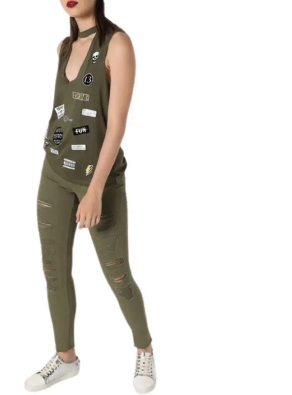 DETAILED PRINTED CUT OUT TANK TOP sold by FBO