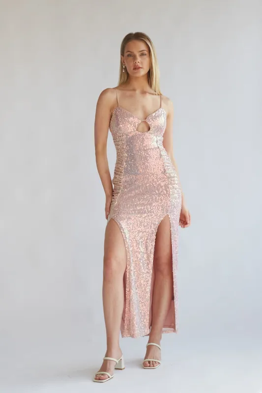 Adelaide Sequin Keyhole Midi Dress sold by American Threads