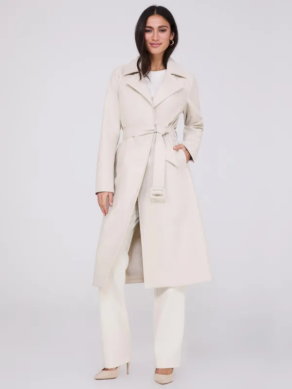 Long Faux Leather Trench Coat sold by Suzy Shier