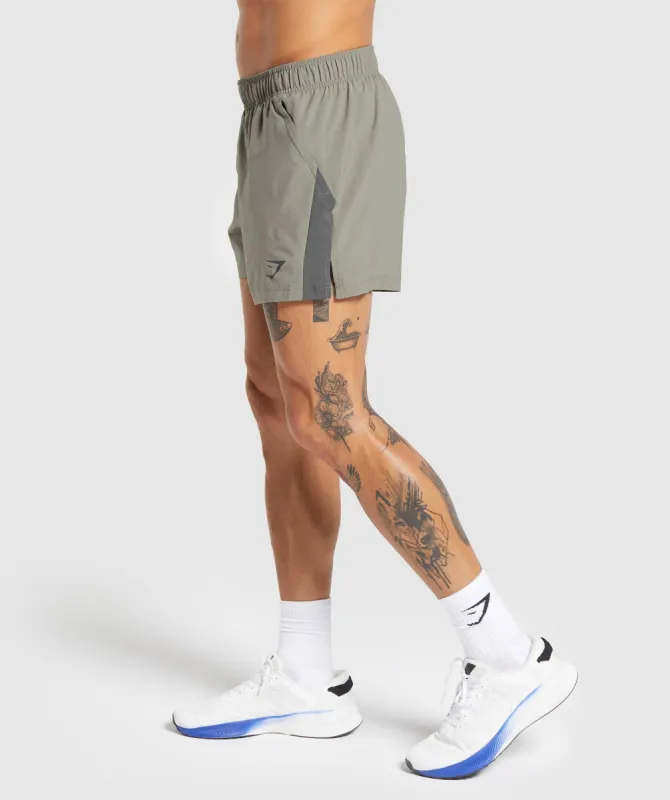 Gymshark Sport 5" Shorts - Linen Brown/Dark Grey sold by Gymshark