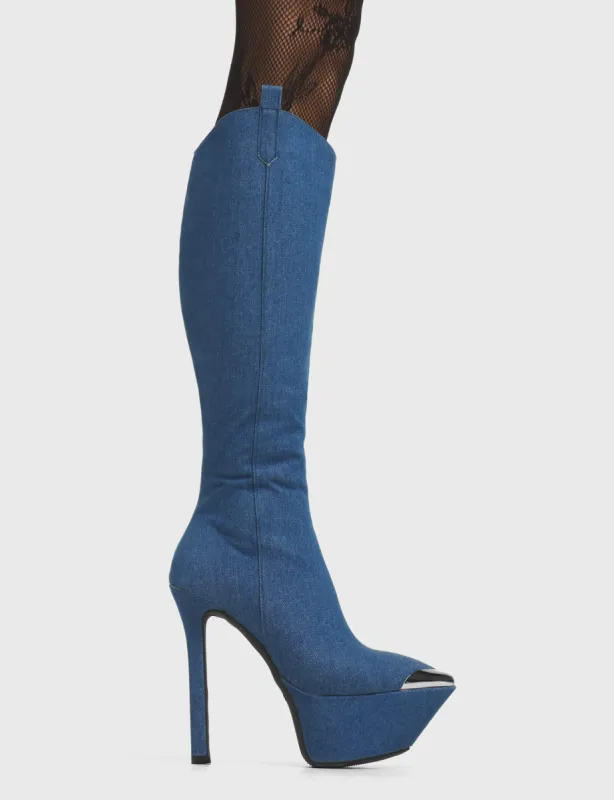 Seal My Fate Platform Knee High Boots sold by Lamoda