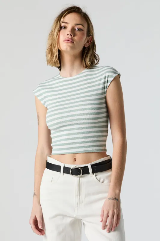 Ribbed Cap Sleeve Crop Top sold by Urban Planet