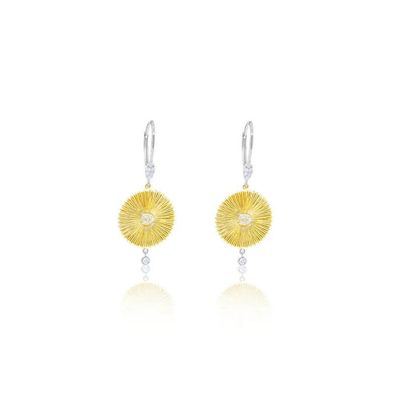Yellow Gold and Diamond Medallion Earrings sold by Meira T