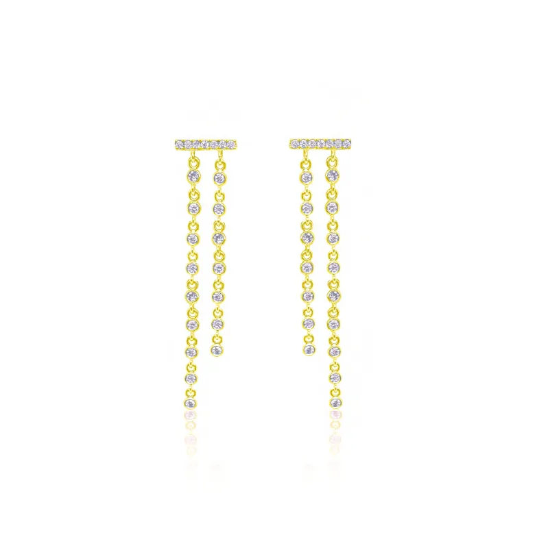 Yellow Gold Diamond Fringe Earrings sold by Meira T