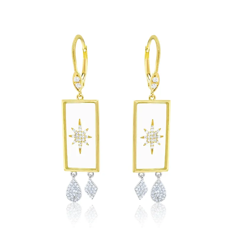 Yellow Gold and Diamond Starburst Earrings sold by Meira T