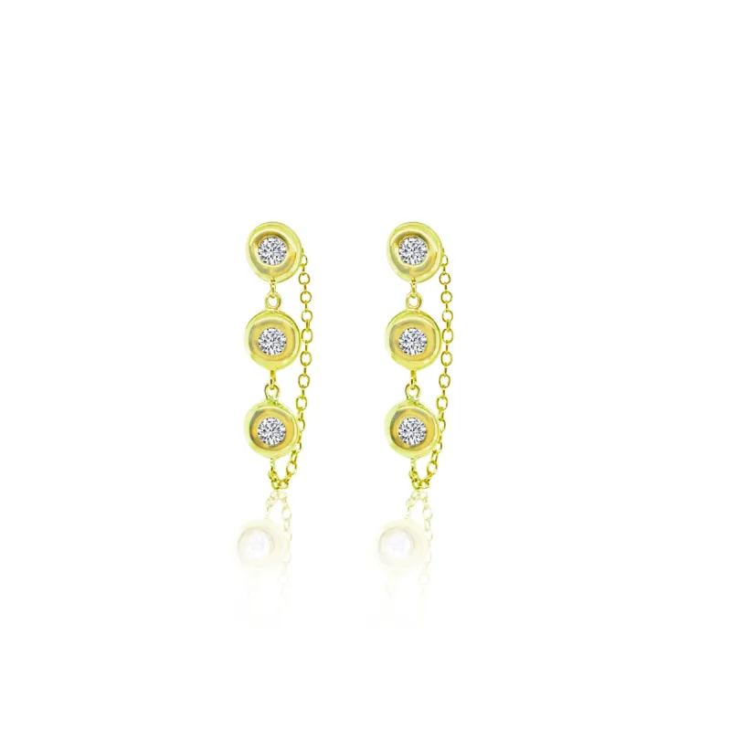 14k Yellow Gold Bezel Chain Earring sold by Meira T