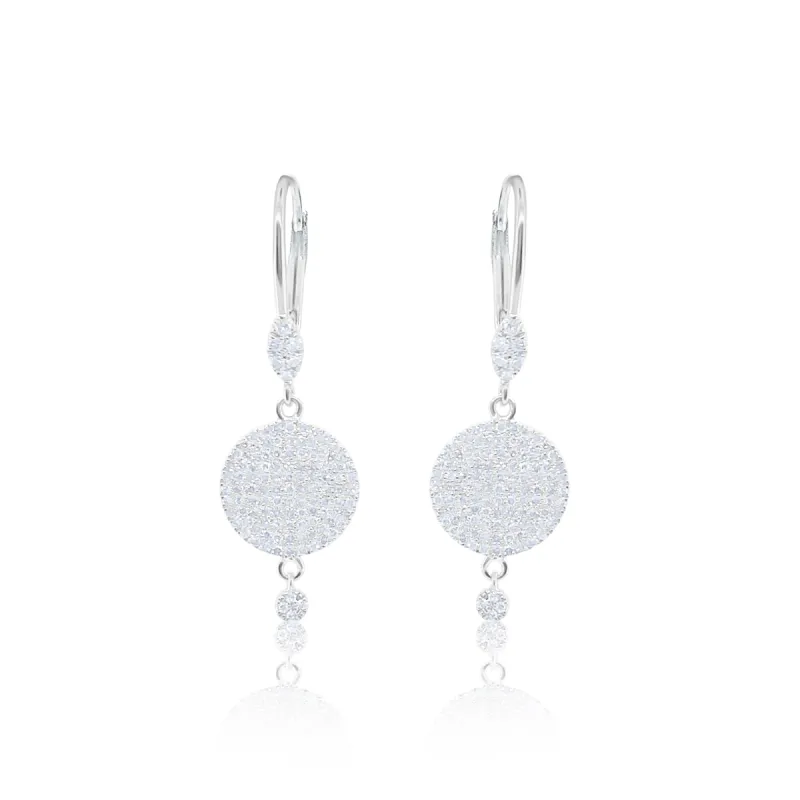 White Gold Diamond Disc Earrings sold by Meira T