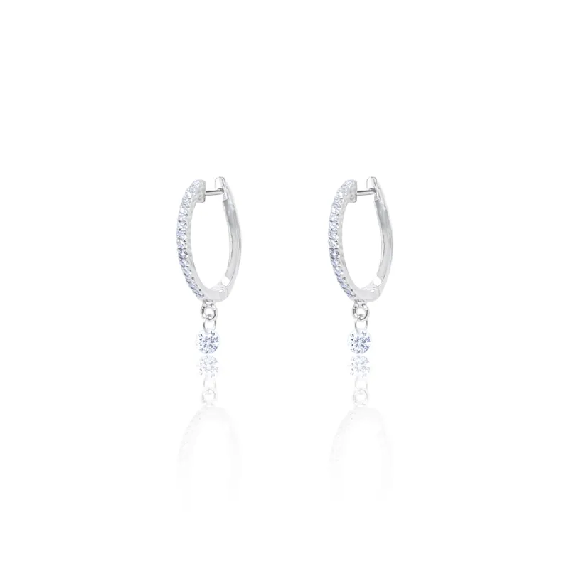 14 Kt White Gold .35 Ct Drilled Diamond Huggies sold by Meira T