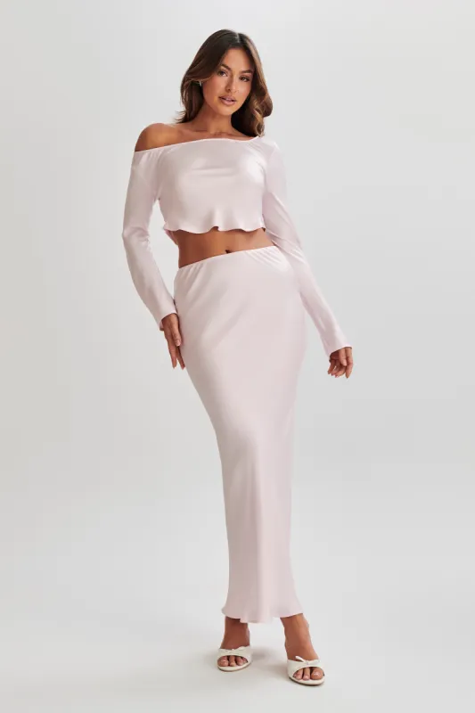 Violeta Satin Maxi Skirt - Fairy Floss Pink sold by Meshki