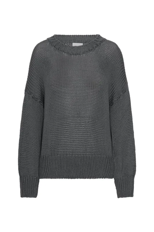 Pepper Round Neck Cotton Pullover Graphite sold by Americandreams