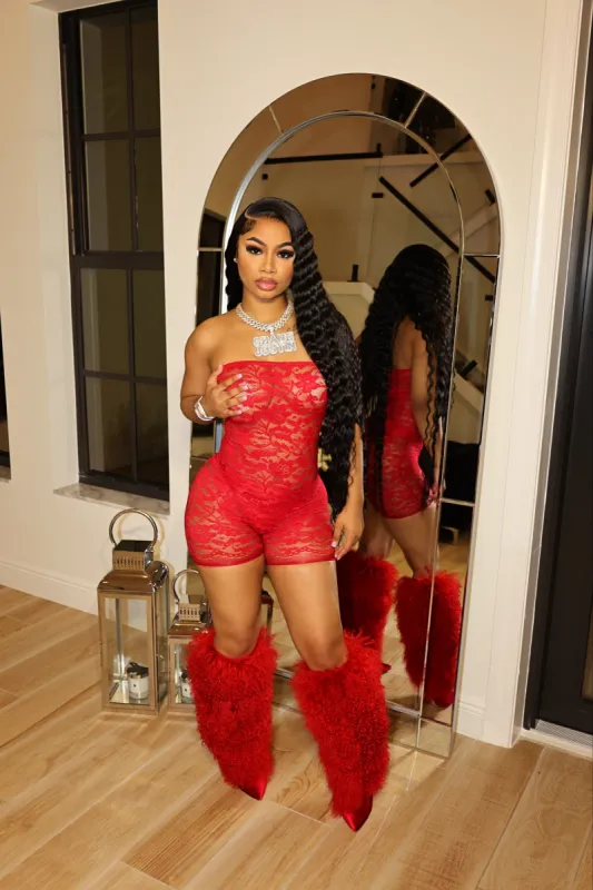 Luxury Lace Romper Red sold by Shane Justin