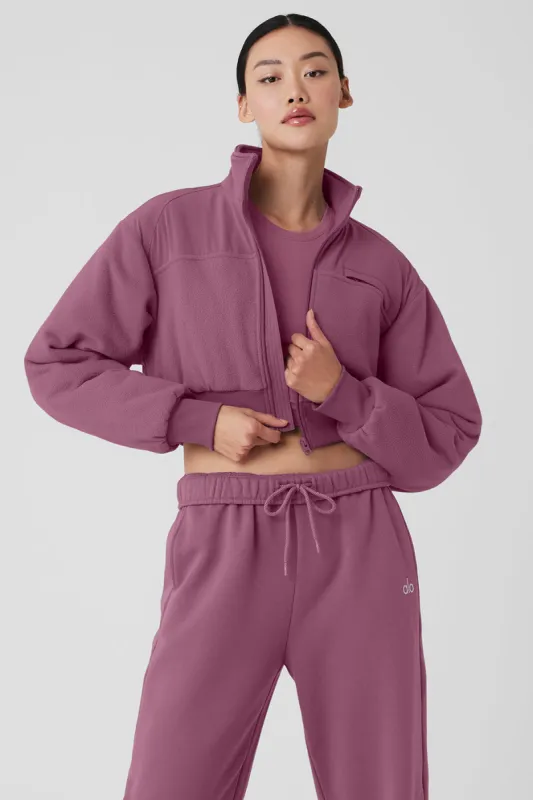 Polar Fleece Cropped Wintry Mix Jacket - Soft Mulberry sold by Alo Yoga