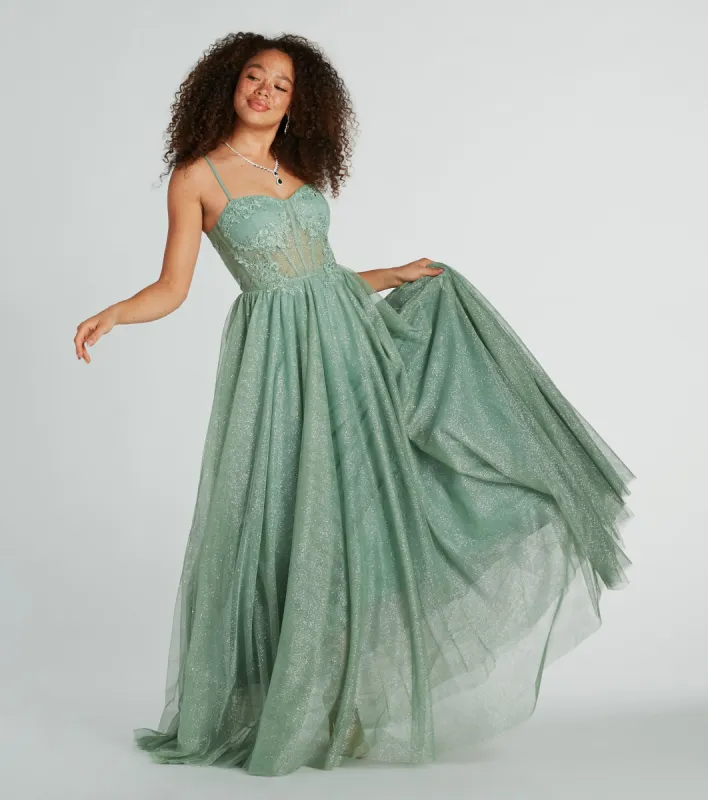 Tia Sweetheart Lace Applique A-Line Ball Gown sold by Windsor