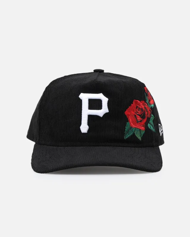 New Era Pittsburgh Pirates 'Corduroy Roses' Pre-Curved Golfer Snapback Black Corduroy/White sold by Culture Kings