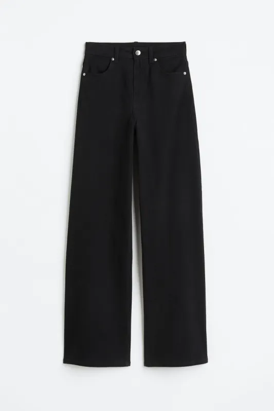 H&M - Wide twill trousers - Black sold by H&M