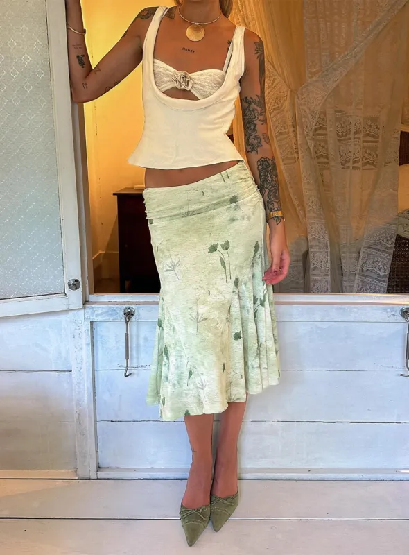 Lewish Low Rise Midi Skirt Green Floral sold by Princess Polly