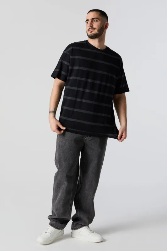Black Striped Relaxed T-Shirt sold by Charlotte Russe