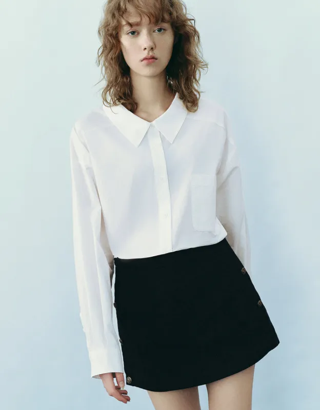 Drop Shoulder Sleeve Button Up Straight Shirt sold by Urban Revivo