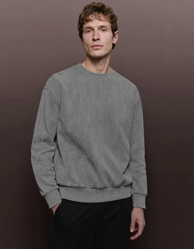 Crew Neck Straight Sweatshirt sold by Urban Revivo