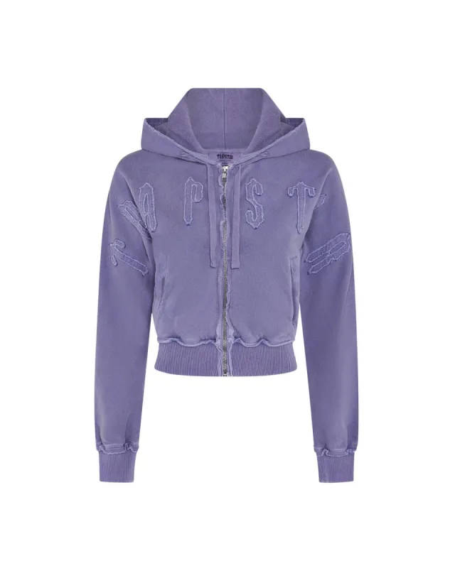 Women's Irongate Cropped Batwing Zip Hoodie - Washed Purple sold by Trapstar London