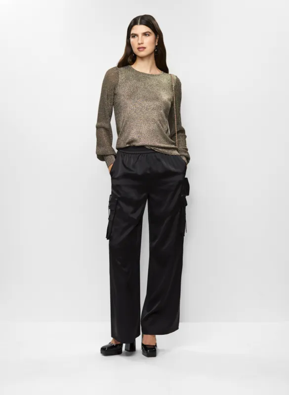 Metallic Sweater & Satin Cargo Pants sold by Melanie Lyne