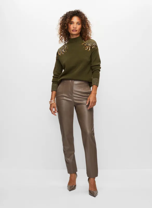 Sequin Motif Sweater & Vegan Leather Pants sold by Melanie Lyne