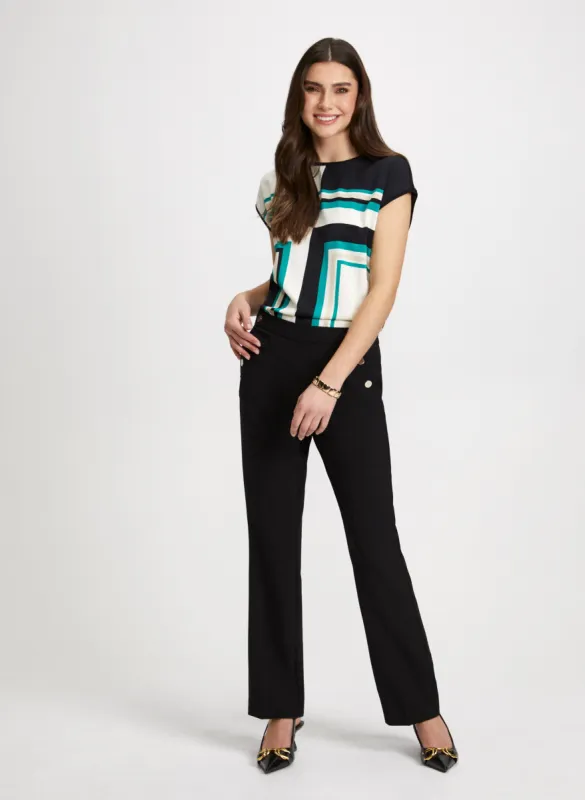Geometric Cap Sleeve Top & Straight Leg Pants sold by Laura