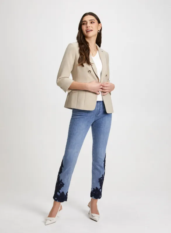 Button Detail Blazer & Embroidered Jeans sold by Laura