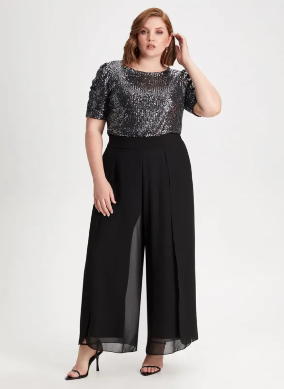 Sequin Top & Wide Leg Chiffon Pants sold by Laura