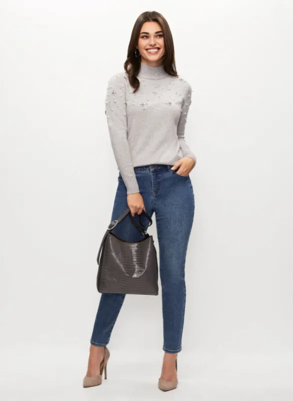 Pearl Detail Sweater & Embellished Jeans sold by Laura