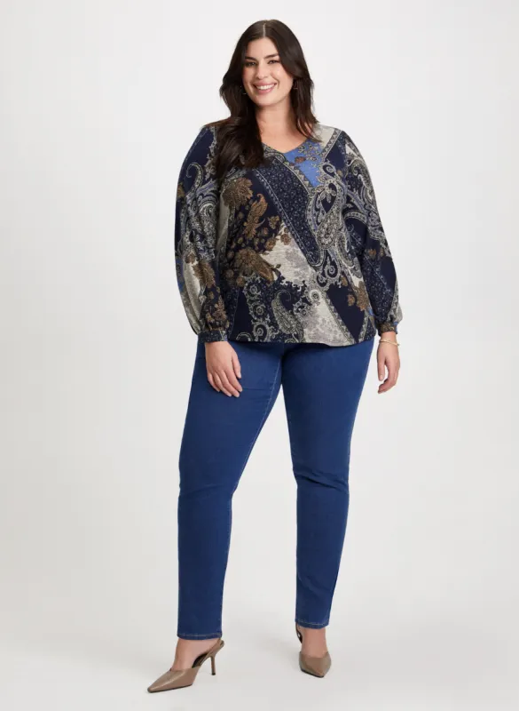 Paisley Top & Straight Leg Jeans sold by Laura