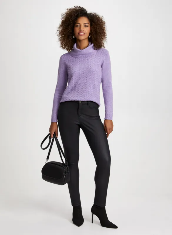 Cable Knit Sweater & Coated Jeans sold by Laura