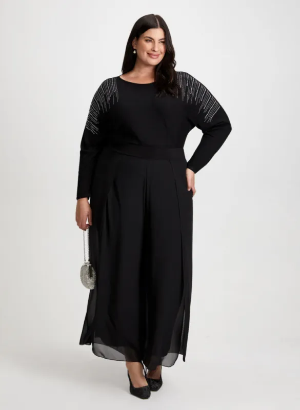Rhinestone Motif Sweater & Wide Leg Pants sold by Laura