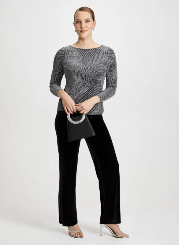 Curve Print Top & Velour Pants sold by Laura